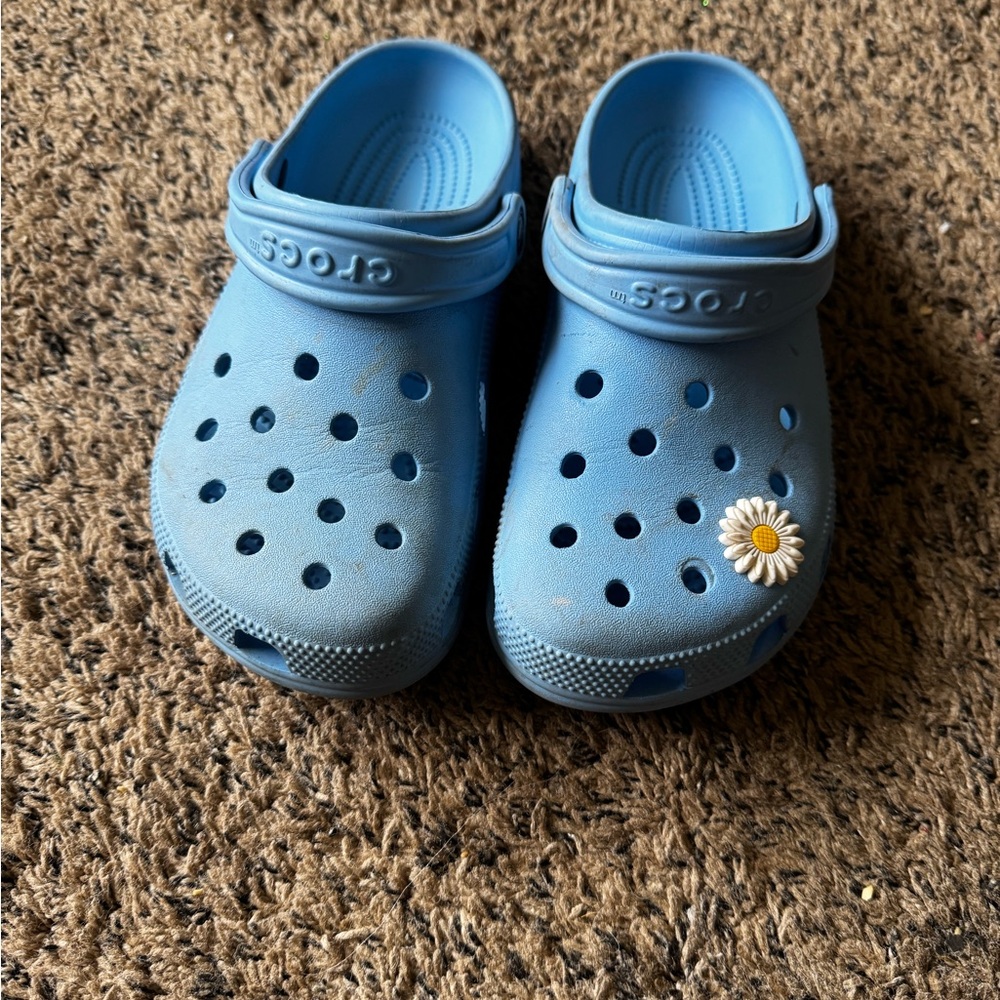 CROCS Blue Slippers with Perforated Design and Heel Strap